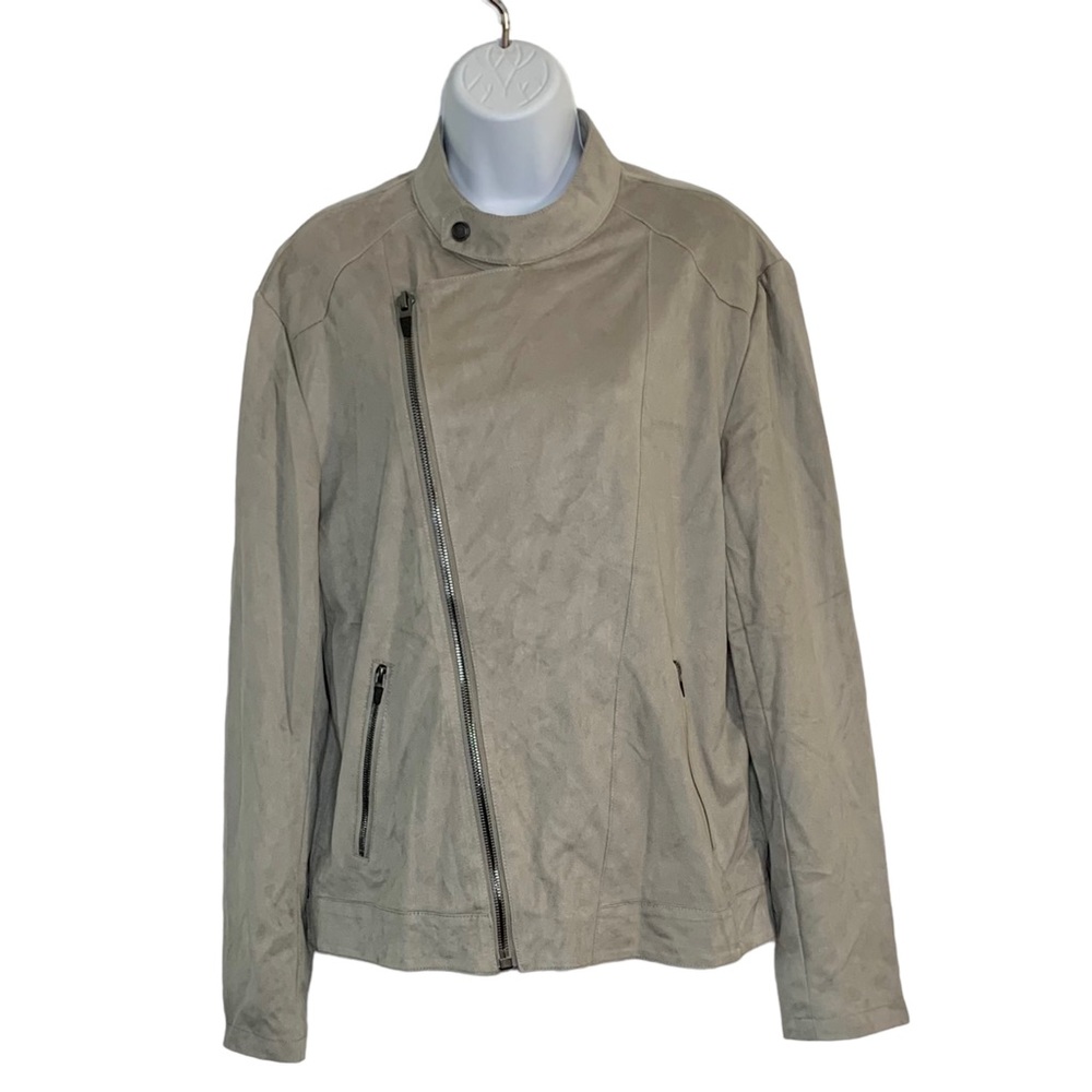 ZARA MAN Faux Micro Suede Moto Jacket Sz XL